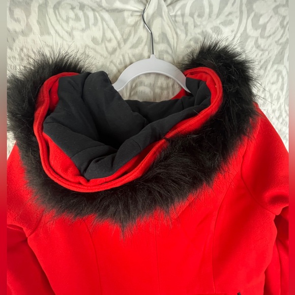 Cat & Jack NWT Girls Red Faux Fur Hooded Coat - size XL (14/16) - Picture 6 of 13